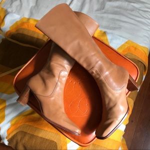 Square toed leather boots